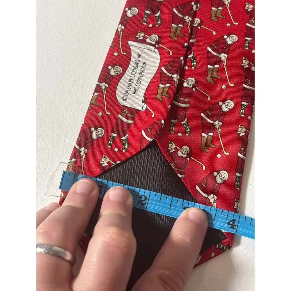 Santa Playing Golf Silk Necktie Holiday Traditions MMG Hallmark Christmas